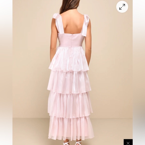 Lulu's Shimmery Pink Tiered Maxi Dress - Picture 2 of 6
